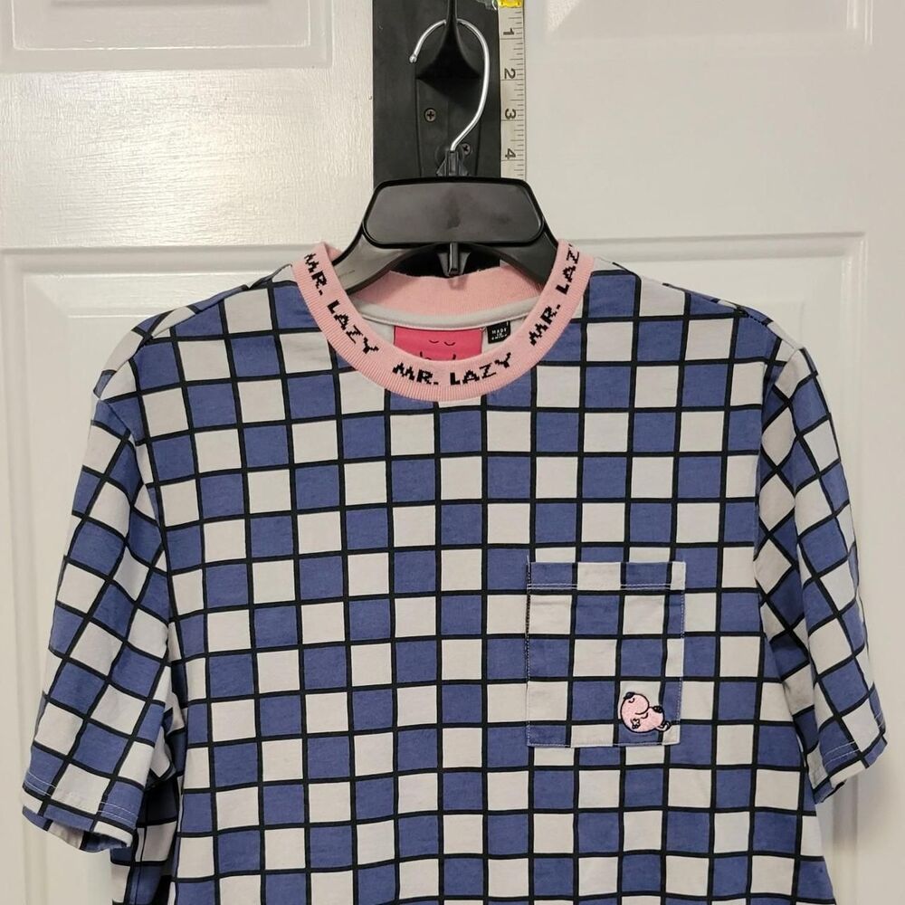 Lazy-oaf Men's Blue and White T-shirt